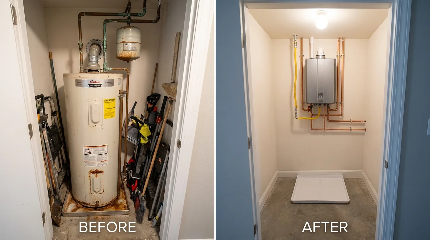 Tank water heater versus wall-mounted tankless unit comparison for Hastings, MI homeowners